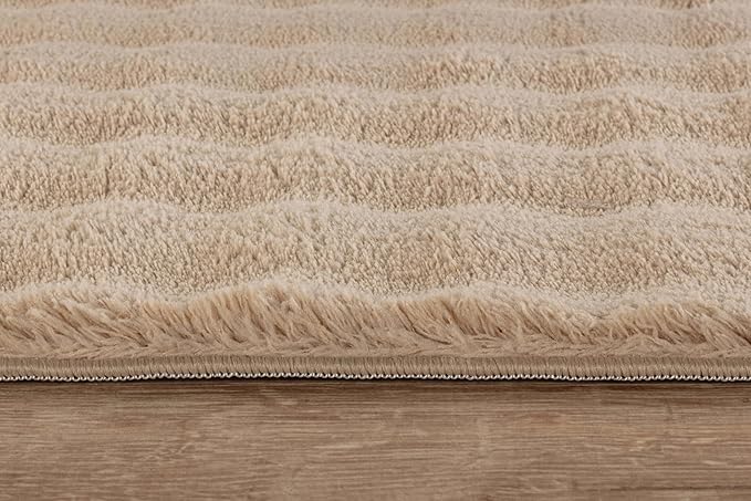 CAMILSON Modern Beige Non Slip Door Mat Rug 2x3 Ultra Soft High Pile Entryway Rugs Non Skid Rubber Backing Durable & Easy to Clean Carpet for Kitchen Bathroom Indoor Use (2 x 3 Beige)