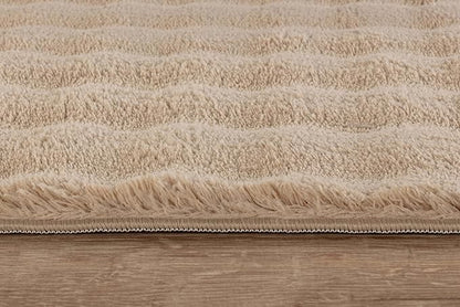 CAMILSON Modern Beige Non Slip Door Mat Rug 2x3 Ultra Soft High Pile Entryway Rugs Non Skid Rubber Backing Durable & Easy to Clean Carpet for Kitchen Bathroom Indoor Use (2 x 3 Beige)