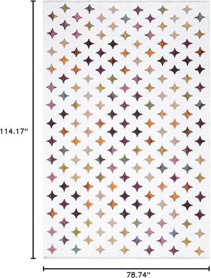Alfa Rich 7x10 Moroccan White Area Rugs for Living Room Bedroom Decor Washable Cotton Pet Friendly