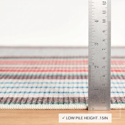 Dash & Albert Ranch Stripe Machine Washable Rug, 3 X 5 Feet, Multi Stripe Pattern