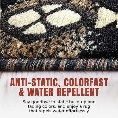 YHSF South West Native American Area Rug C318 - Easy Clean, Thick, Soft, Durable Native Tribal American Indian Inspired Rug for Bedroom/Living Room and More - Black, 2 Feet x 7 Feet