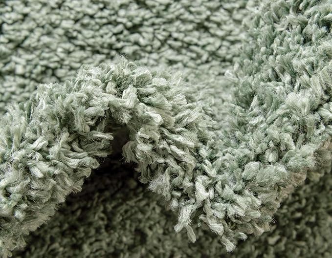 Unique Loom Davos Shag Collection Area Rug - Solid (3' 3" Round, Sage)