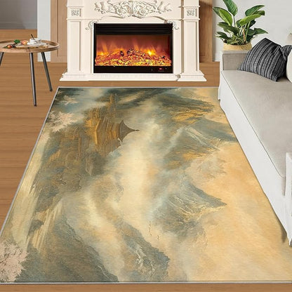 Misty Peaks Rugs for Bedroom - 2x3 Area Rug - Classic Fairy Palace Rugs for Living Room, Fairy Forest Rug, Washable Home Decor Carpet