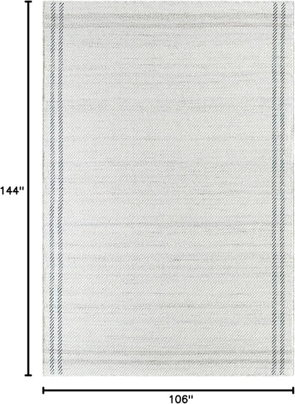 Mark&Day Wool Rugs, 9x12 Janmichael Solid and Border Gray/Ivory Area Rug, Grey Ivory Black Carpet for Living Room, Bedroom or Kitchen (8'10" x 12')