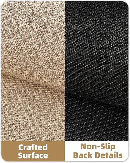 Color&Geometry Ultra Thin Indoor Door Mat Non Slip Rubber Backed Dirt Trapper 48"x72"(Rolled-up NO Creases), Rugs for Entryway, Front Door Mat Indoor Washable Low-Profile Entry Mat, Khaki