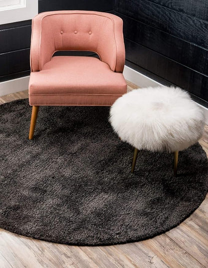 Unique Loom Solo Collection Area Rug - Calabasas (7' 10" Round, Charcoal/ Black)