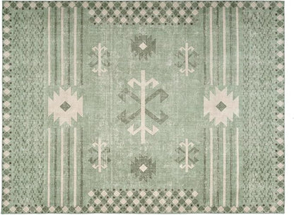 Revival Rugs Flam 10'x13' Zero-Shedding Area Rug for Living Room Bedroom - Oeko-TEX Certified, Low Pile, Spot Clean, Green