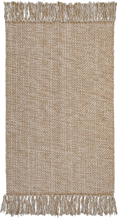 Collive Long Hallway Runner Rug 2.6' x 10', Washable Runner Indoor Entryway Rug, Tan/Cream Braided Woven Kitchen Runner Rugs Low-Profile Front Door Floor Carpet for Laundry Room Bedroom Doorway
