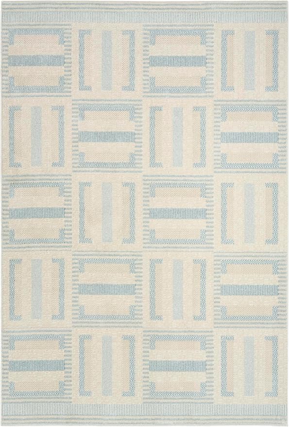Nourison Home Nordic Ivory Blue 4' x 6' Area Rug - Easy Clean, Non Shedding, Bed Room, Living Room, Dining Room, Kitchen (4' x 6')