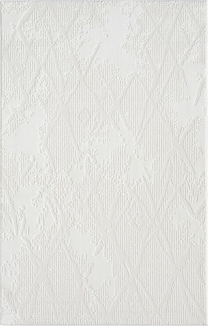 Adel Modern Area Rug for Living Room, 4x6 Rustic Distressed Abstract Cream Neutral Rug, Medium Pile Stain Resistant Carpet for Bedroom, Dining Room or Kitchen (4' x 6', Cream)