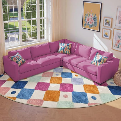 jinchan Macy Kids Rug for Classroom 8ft Radius Corner Washable Area Rug Modern Colorful Quarter Circle Rug Soft Non-Slip Carpet for Nursery Playroom Daycare Reading Nook Living Room Berries on Cream