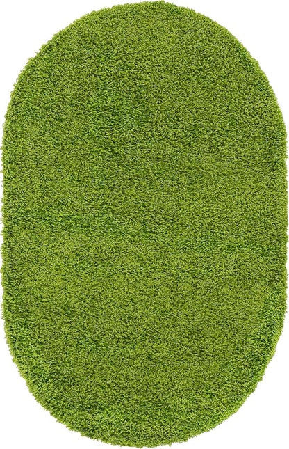 Unique Loom Solid Shag Collection Area Rug (3' 3" x 5' 3" Oval, Grass Green)