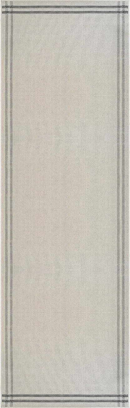 Easy Jute Rugs 2x7 Bordered Bone Color Living Room Indoor Outdoor Runner Rug for Patio and Kitchen Rug High Traffic Washable Easy to Clean Solid Boho Woven Design Outside Carpet (2 x 7)