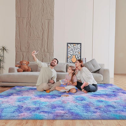 8x10 Area Rugs for Living Room, Fluffy Large Rugs for Bedroom, Soft Shag Fuzzy Non-Slip Carpet for Kids Boys and Girls Nursery Room Dorm Indoor Home Decor (Rainbow, 8ft x 10ft)
