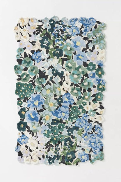 Cassia Wool Viscose Area Rug – 6’ x 8' – Handmade Wool Area Rugs –Blue – Rugs for Living Room, Bedroom – Anti-Skid – Carpets with Non-Slip Natural Backing with 100% Cotton
