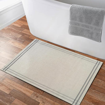 Easy Jute Rugs 2x3 Bordered Bone Color Living Room Indoor Outdoor Door Mat for Patio and Kitchen Rug High Traffic Washable Easy to Clean Solid Boho Woven Design Outside Carpet (2 x 3)