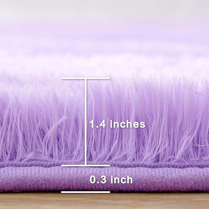 Andency Purple Soft Area Rugs for Living Room Bedroom, 4x6 Fluffy Shaggy Bedside Rug, Non-Slip Large Shag Fuzzy Plush Carpets for Bedroom Kids Dorm Nursery Home Decor Aesthetic