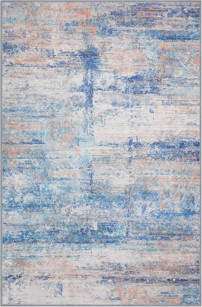 Abstract 9x12 Area Rug for Living Room Dining Room Office Bedroom Blue