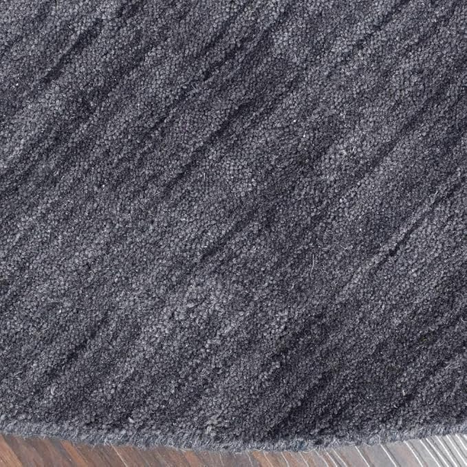 Hand Knotted Loom Wool ECO-Friendly Area Rugs - 10'x10', Round, Charcoal Color, Solid Plain Design, High Pile Handmade Anti Skid Area Rugs for Living Room, Bed Room (L00111)