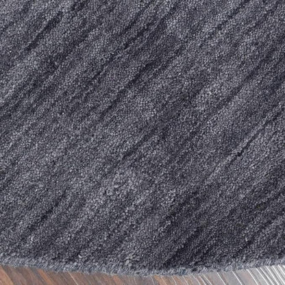 Hand Knotted Loom Wool ECO-Friendly Area Rugs - 10'x10', Round, Charcoal Color, Solid Plain Design, High Pile Handmade Anti Skid Area Rugs for Living Room, Bed Room (L00111)