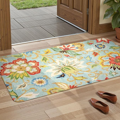 Lahome Collection Floral Runner Rug 2'x4' Non Slip Vintage Hallway Runner Rug, Laundry Throw Rugs and Mats for Laundry Room, Washable Runner Rugs for Kitchen Floor Bedroom Hallway Entryway Area Rugs