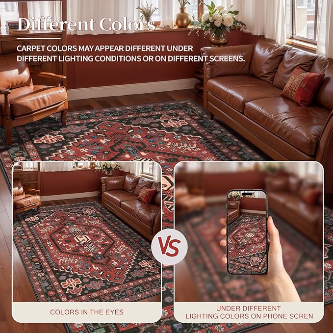 Ciicool Washable Non Slip Runner Rug, 2x6ft Hallway Rug Vintage Kitchen Rugs Oriental Carpet for Entrance Bedroom Bedside Living Room Laundry Bathroom Decor