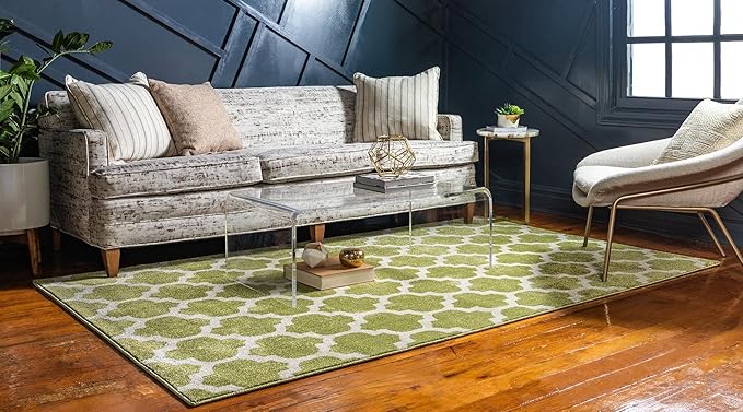 Rugs.com Lattice Collection Rug – 9' x 12' Light Green Medium Rug Perfect for Living Rooms, Large Dining Rooms, Open Floorplans