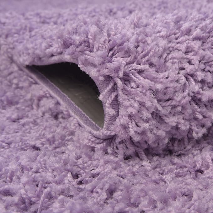 Unique Loom Solid Shag Collection Area Rug (5' 3" Round, Lilac)