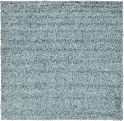 Unique Loom Solid Shag Collection Area Rug (8' Square, Light Slate Blue)