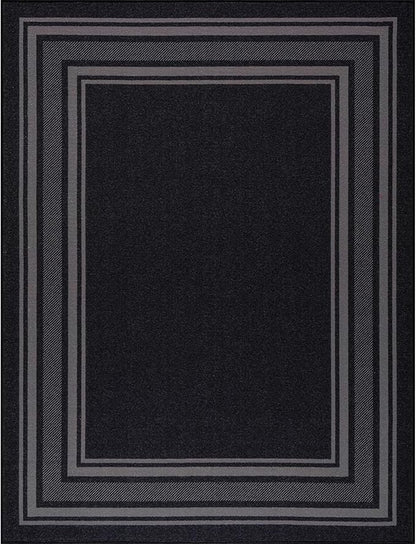 Beverly Rug Non Slip Area Rugs 3x3 Modern Bordered Non Skid Rubber Backing Soft Area Rug for Living Dining Room Easy to Clean Non Shedding Kitchen Bedroom Indoor Carpet 3 x 3 Black