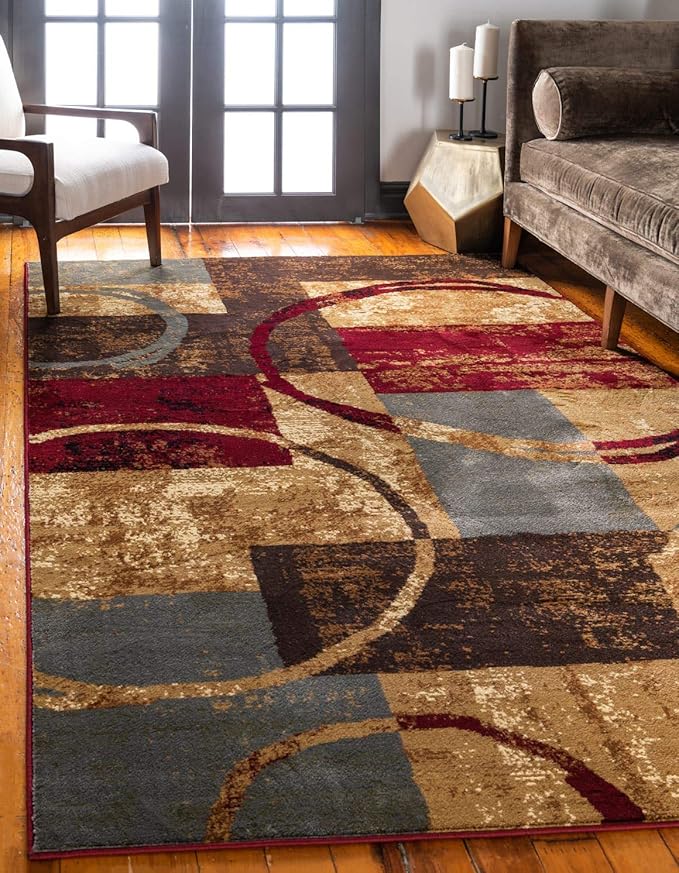 Unique Loom Barista Collection Area Rug - Kouillou (10' x 14' 1" Rectangle, Multi/ Brown)