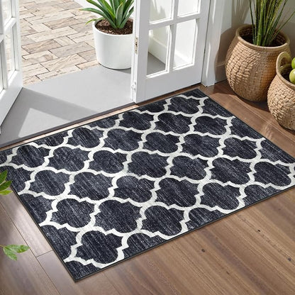 Lahome Black Entry Rug - 2x3 Washable Rugs Kitchen Rug Non-Slip Small Area Rug Throw Rugs Floor Carpet for Door Mat Indoor Entrance Entryway Bedrooms Laundry Room Decor (2’ X 3’, Black)