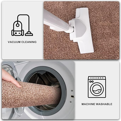 PURRUGS Dirt Trapping Door Mat 34" x 59", Non-Slip Machine Washable Entry Rug, Shoe Scraper, Dog Doormat, Super Absorbent Welcome Mat for Front & Back Door, Muddy Shoes & Paws, Brown-Light Cream
