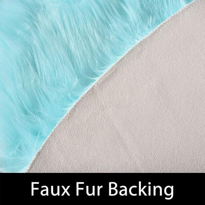 Latepis Large Faux Fur Rug Light Blue Round Rug s6.7ft Circle Fuzzy Plush Rugs for Bedroom Soft Fluffy Rug for Living Room Luxury Home Decor