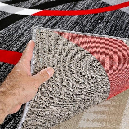 Persian-Rugs Luxe Weavers Victoria Collection 3895 Gray 8 ft x 11 ft Modern Abstract Geometric Stain Resistant Area Rug