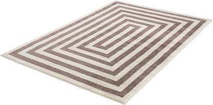 Abani Contemporary Beige & Ivory 7'9" x 10'2" Area Rug, Contrasting Geometric Modern Stripe Symmetrical Living Room Carpet Rugs