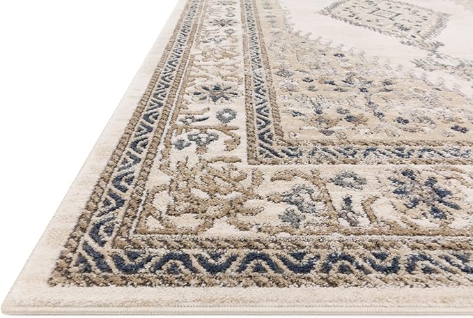 Loloi Teagan Collection TEA-02 Oatmeal/Ivory 5'-3" x 7'-6" Area Rug, Large, Soft Neutral Rug, High-Traffic for Living Room, Bedroom, Home Office, Dining Area