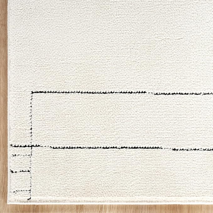 Abani Cream Area Rug – 4' x 6' – Oliver Collection – Geometric Linework Pattern – Non-Shedding, Easy to Clean – Durable for Living Room, Bedroom, or Office, Pet & Child Friendly