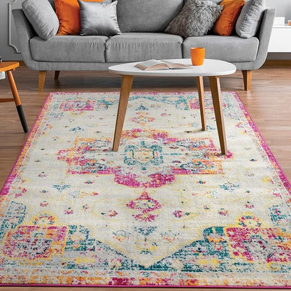 Antep Rugs Elite 8x10 Vintage Bohemian Distressed Oriental Medallion Indoor Area Rug (Pink, 7'10" x 10')