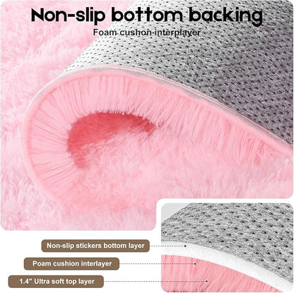 5x7 Pink Rugs for Bedroom Girls, Large Fluffy Area Rugs for Living Room, Soft Shag Fuzzy Non-Slip Carpet for Kids and Boys Nursery Room Dorm Indoor Home Decor (Pink, 5ft x 7ft)