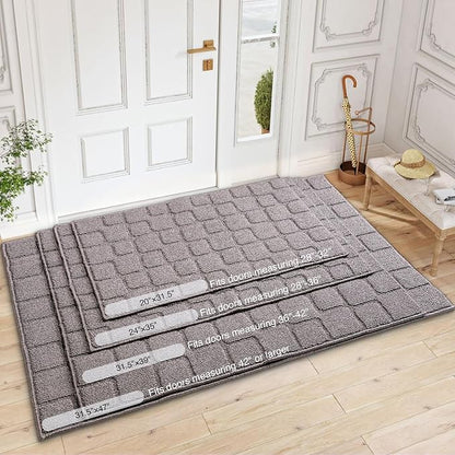 Front Door Mat Outside Entrance, Outdoor Indoor Door Mats for Entryway, Entrance, Entry, Patio, Waterproof Non Slip Doormat, Low-Profile, 31.5" × 39“, Grey