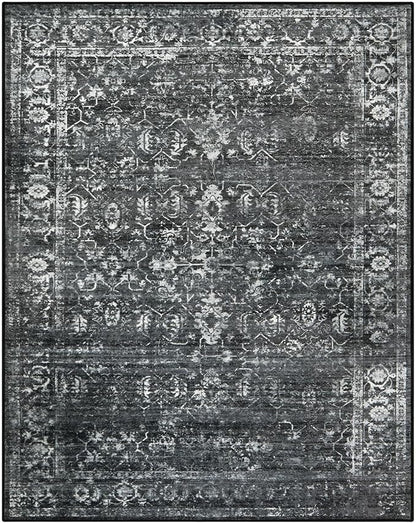Lahome 8x10 Area Rugs for Living Room Washable Rugs 8x10 Black Large Rug Indoor Carpet, Vintage Distressed Rug Soft Non Slip Area Rug for Bedroom Dining Room Home Office(8 x 10, Black/Grey)