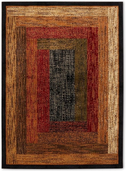 Home Dynamix Royalty Vega Contemporary Geometric Area Rug, Black/Brown, 5'2"x7'2"