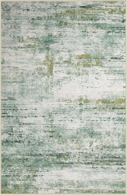 6x9 Abstract Area Rugs for Living Room, Modern Washable Indoor Rug for Bedroom, Thin Soft Large Non-Slip Carpet for Dining Room Home Office Farmhouse Decor - Abstract Army Green