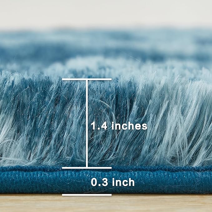 Andency Soft Area Rugs for Living Room Bedroom, 4x6 Fluffy Shaggy Bedside Rug, Non-Slip Large Shag Fuzzy Plush Carpets for Bedroom Kids Dorm Nursery Home Decor Aesthetic, Tie-Dyed Navy Blue
