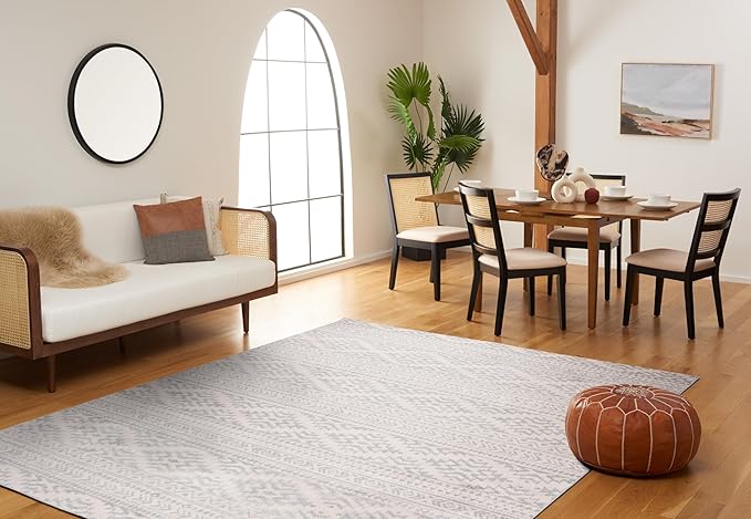 SAFAVIEH Tulum Collection Area Rug - 11' Square, Ivory & Light Grey, Moroccan Boho Tribal Design, Non-Shedding & Easy to Clean, Ideal for Living Room, Bedroom, Dining Space (TUL272G)