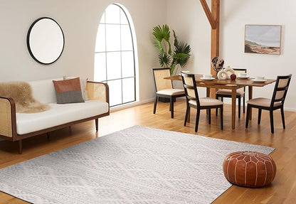 SAFAVIEH Area Rug 12x18 - Tulum Collection - Large - Ivory & Light Grey, Moroccan Boho Tribal Design, Non-Shedding & Easy to Clean, Ideal for Living Room, Bedroom, Dining Space (TUL272G)