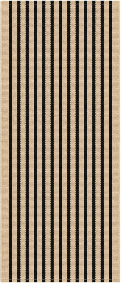 KOZYFLY Brown and Black Striped Porch Rug 2x4.3 Ft Washable Outdoor Rug Farmhouse Outdoor Doormats Front Door Rugs Striped Runner Rugs for Front Door Kitchen Hallway Bedroom Laundry Room