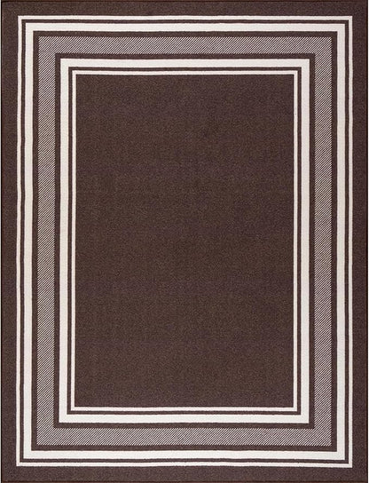 Beverly Rug Non Slip Area Rugs 3x5 Modern Bordered Non Skid Rubber Backing Soft Area Rug for Living Dining Room Easy to Clean Non Shedding Kitchen Bedroom Indoor Carpet 3 x 5 Brown