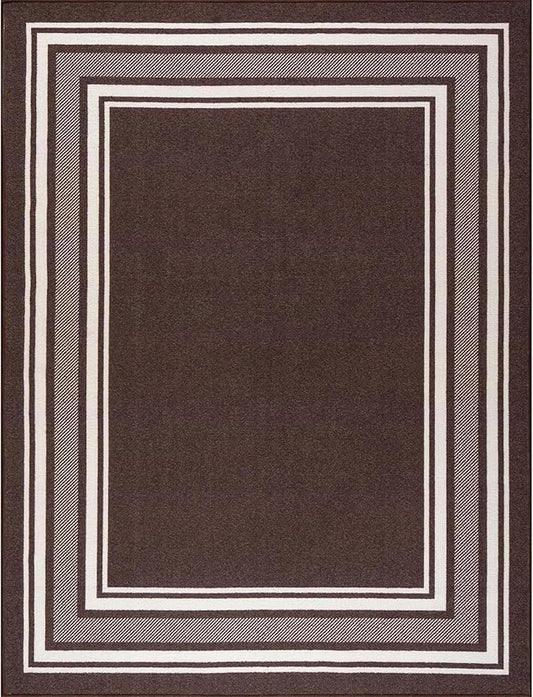 Beverly Rug Non Slip Area Rugs 3x5 Modern Bordered Non Skid Rubber Backing Soft Area Rug for Living Dining Room Easy to Clean Non Shedding Kitchen Bedroom Indoor Carpet 3 x 5 Brown